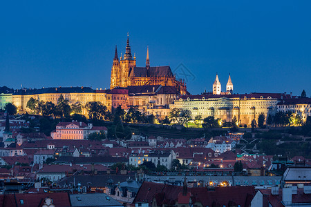 捷克旅游捷克布拉格城堡夜景背景