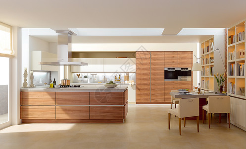 实木储物柜实木色厨房效果图设计图片
