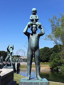 挪威奥斯陆雕塑公园父爱背景图片
