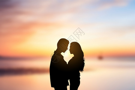 情侣关系夕阳下的情侣设计图片