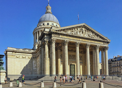 巴黎著名建筑先贤祠外观欧洲旅游高清图片素材