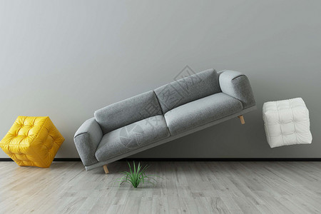 灰色的室外坐垫沙发坐垫组合设计图片