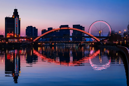 天津眼夜景天津之眼背景