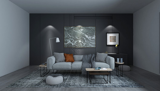 灰色的室外坐垫现代黑白灰客厅设计图片