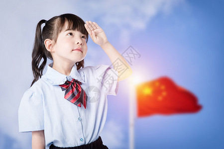 穿制服小孩学生升旗仪式设计图片