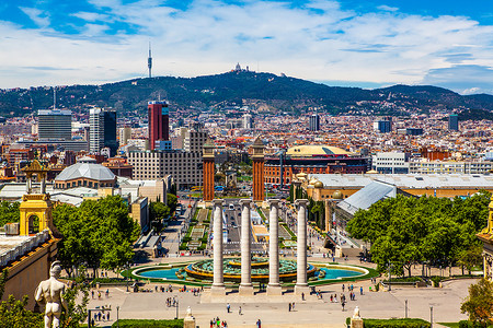 西班牙巴塞罗那城市景观背景图片