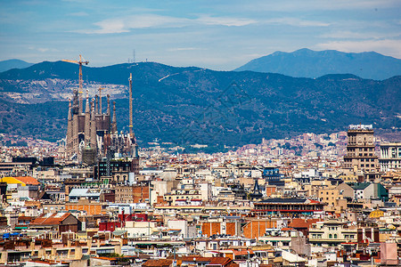 西班牙巴塞罗那城市景观背景图片