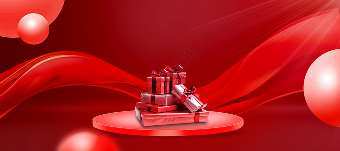 红色礼盒背景背景图片
