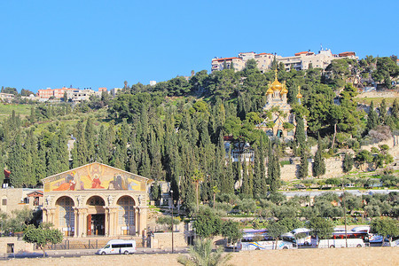 圣城以色列耶路撒冷橄榄山背景