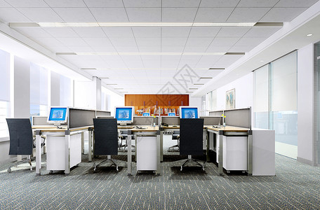 现代办公区效果图办公桌椅高清图片素材