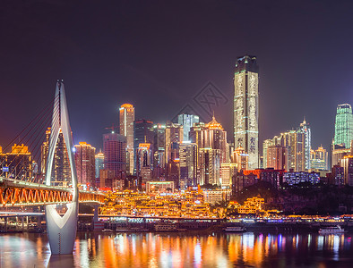 科技感背景图重庆市洪崖洞夜景背景