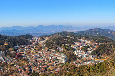 城镇风景安徽池州九华镇背景