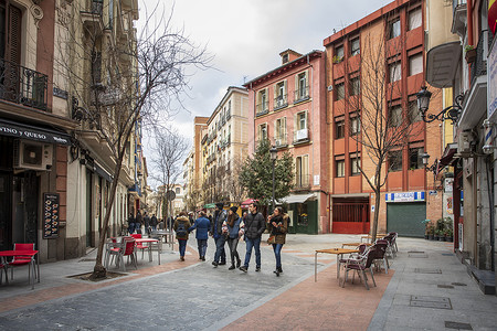 西班牙马德里街景建筑高清图片素材