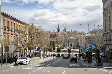 西班牙马德里街景街道高清图片素材