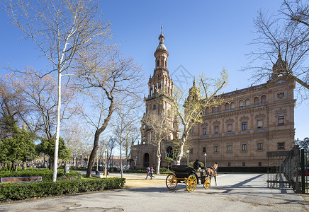 塞维利亚西班牙广场古建筑高清图片素材