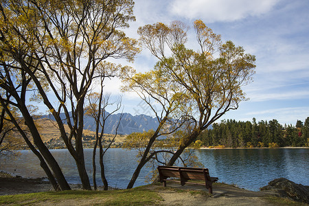 瓦卡提普湖新西兰皇后镇秋天风光背景