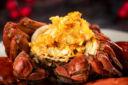 大闸蟹蟹黄应季美食美味蟹高清图片