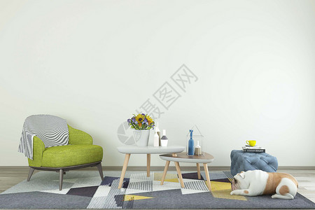 沙发和狗室内设计设计图片