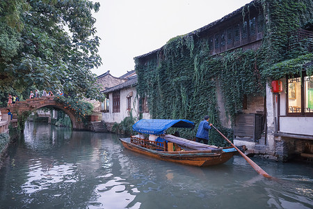 古劳水乡江南水乡周庄古镇背景