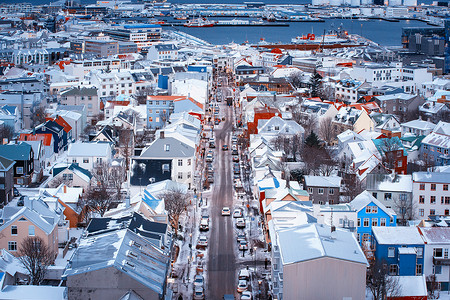 雪城市冰岛雷克雅未克风光背景