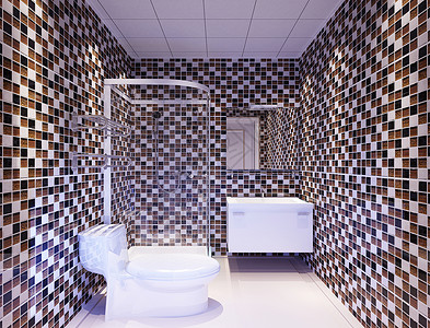 瓷砖马赛克简约卫生间背景设计图片