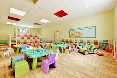 塑料地板幼儿园教室背景设计图片