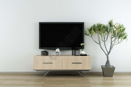 植物租摆电视背景设计图片