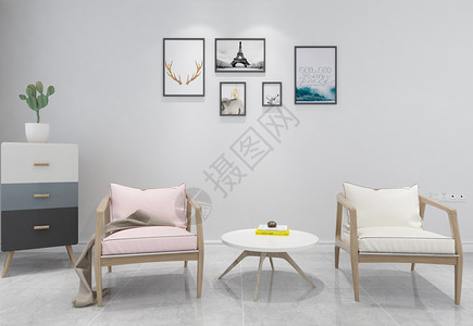 现代简洁风家居陈列室内设计效果图北欧高清图片素材