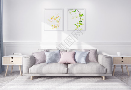 空沙发现代简洁风家居陈列室内设计效果图背景