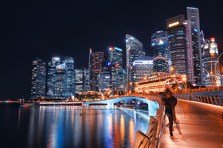 新加坡城市夜景都市夜景高清图片素材