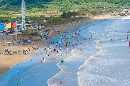 夏日海水浴场避暑高清图片素材