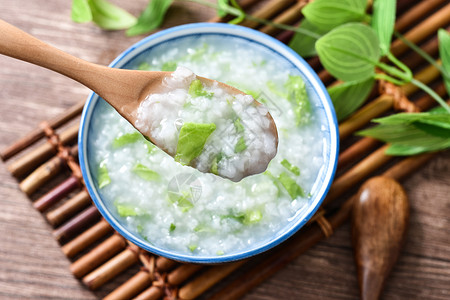 青菜稀饭吃的稀饭粥高清图片