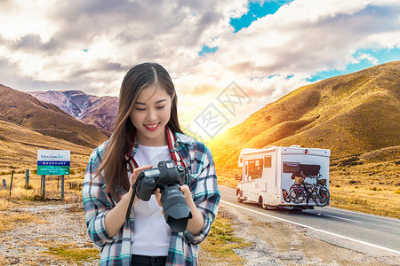 旅行女孩相机旅行设计图片