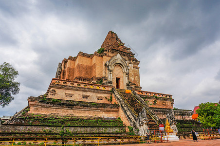 泰国清迈契迪龙寺旅游景点高清图片素材