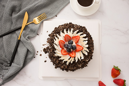 巧克力草莓生日蛋糕甜高清图片素材