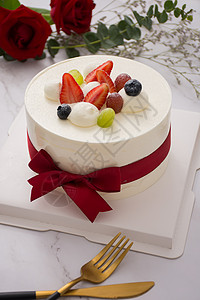 水果奶油生日蛋糕爱高清图片素材