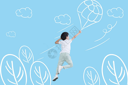 跳降落伞创意儿童想象设计图片