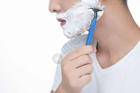 男士剃须模特刮胡子高清图片
