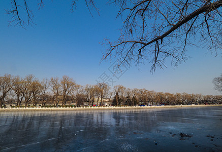 后海冬天北京后海冰面背景