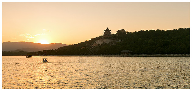北京颐和园黄昏背景图片