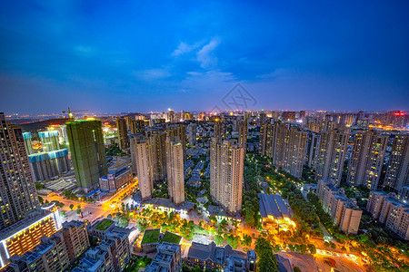 小区傍晚武汉城市夜景背景