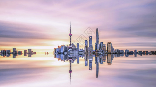 夕阳上海上海城市日落风景背景