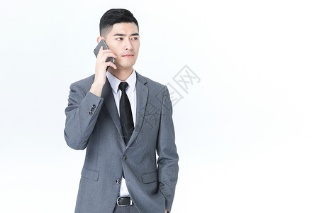 耳朵经济商务男性使用手机白底背景