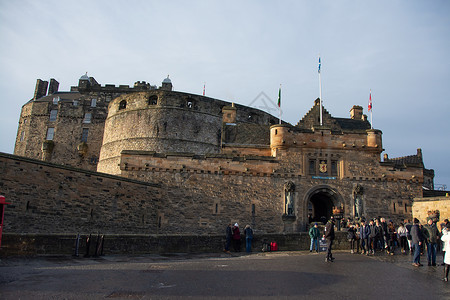 爱丁堡城堡营房苏格兰爱丁堡王子街花园背景