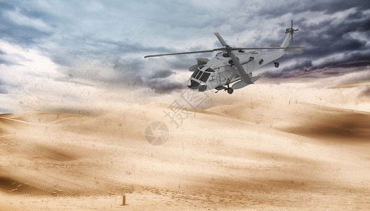 沙漠中的直升机背景图片