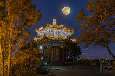 中秋节景山景山公园古建筑高清图片