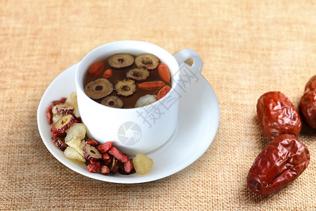 摘红枣红枣枸杞养生茶设计图片