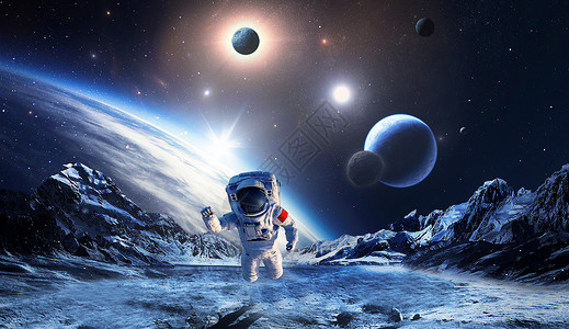 地球和月球宇航员设计图片