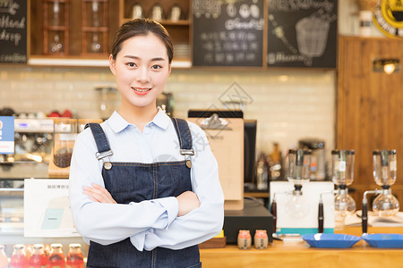 咖啡馆女性服务员高清图片