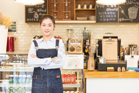 咖啡馆女性服务员高清图片